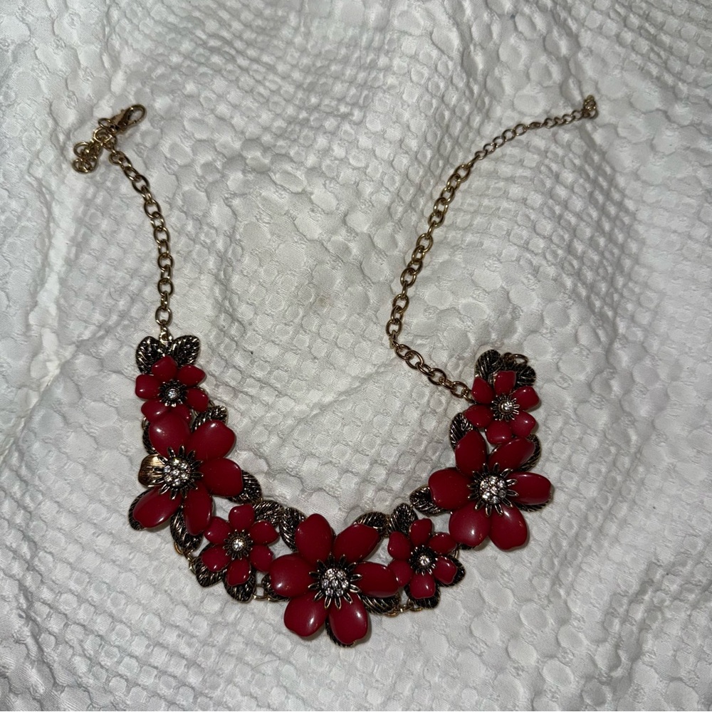 Floral Red Necklace